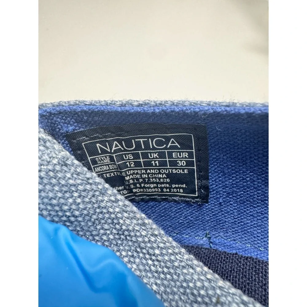 Nautica Ancora Bow Girls Espadrille 12 Blue Beige Cap Toe Casual Slip On Flats